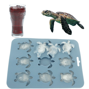 蚁巢硅胶冰格巧克力饼干烘焙模具DIY创意9连卡通海龟动物冰块模具