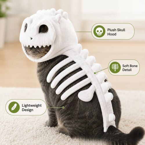 跨境新品 Dinosaur skeleton pet clothing 夜光恐龙骨架宠物服装