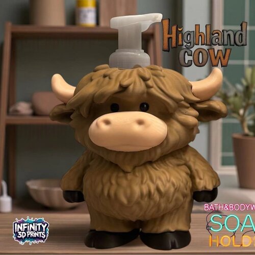 独立站创意实用热卖款Highland Cow Figurine高地牛洗手液皂液瓶
