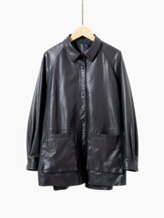 海宁真皮皮衣女款上衣2025新款全植鞣中长款绵羊皮宽松风衣显瘦