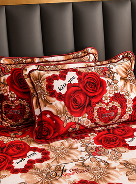 牛奶绒枕套一对装冬季珊瑚绒枕套单人枕头套48cmx74cm单个枕芯套2