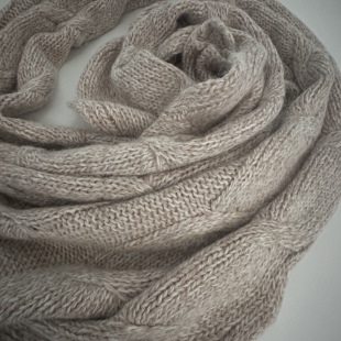 Promod浅色含羊毛针织安哥拉羊毛氛围感纯色气质柔软复古格纹围巾