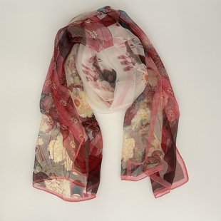 中国风古典美女仕女图长方形防晒丝巾真丝围巾时尚薄披肩