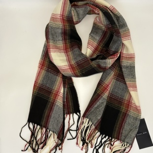 Z家暗红色黑色大格子格纹保暖围巾时尚复古百搭流苏披肩薄款春秋
