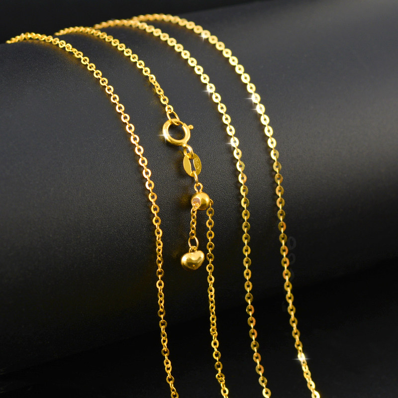 o字链18k金闪o链黄金彩金白金au750项链女素链十八k可调节锁骨链