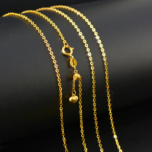 o字链18k金闪o链黄金彩金白金au750项链女素链十八k可调节锁骨链