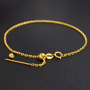 18k金手链螺丝珠diy穿珠针式串珠配件女黄金肖邦十字链