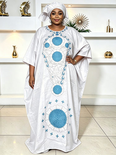非洲女装加香提花大码连衣裙大码绣花长裙子african dress women