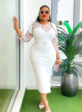 非洲女装时尚晚礼服修身收腰显瘦开叉African dress women连衣裙