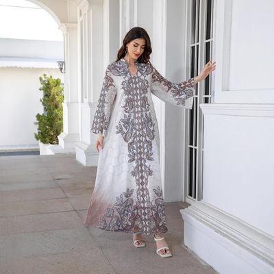 241110女装长袍绣花布印花镶钻女长裙连衣裙Abayas