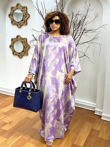 长裙非洲外贸印花长袍宽松圆领大码文艺复古african dress连衣裙