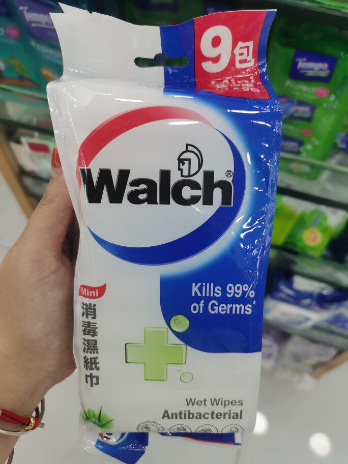 香港代购 walch威露士 消毒杀菌清洁湿纸巾7片装 7x9包