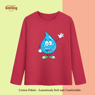 卡通水滴节约用水保护环境圆领长袖T恤表演出服装男童衣服女孩子7