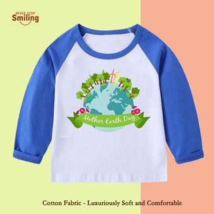保护地球环境主题儿童长袖T恤中小学幼儿园演出服男女 可定制图案