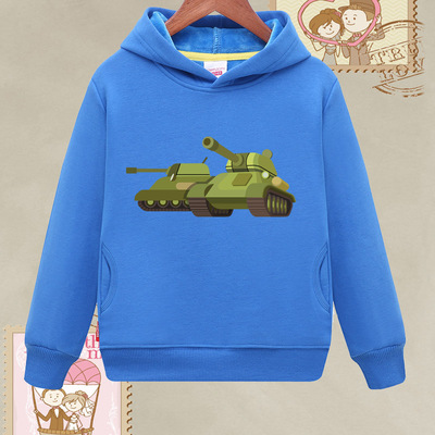 坦克图卫衣加绒连帽子外套男童装长袖带帽衫男孩2-3-4-5-6岁7-8-9