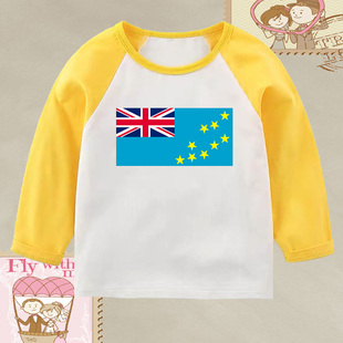 学校活动学生运动会短袖男童装女孩长袖班服纪念 图瓦卢国旗T恤衫