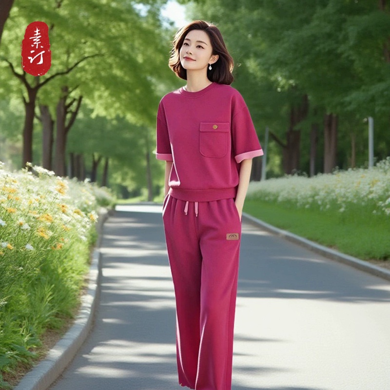 素韵订制女装原创品牌旗舰店轻奢运动休闲套装时尚直筒裤子两件套