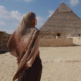 废土风防晒褶皱头巾西北敦煌沙漠丝巾旅游穿搭辣妹民族风围巾披肩