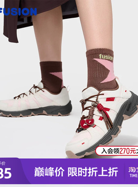 Como X丨情人节礼物 FILA FUSION斐乐休闲鞋女鞋新年款红色运动鞋