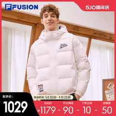 FILA FUSION斐乐羽绒服男2023冬季新款休闲宽松连帽上衣保暖外套