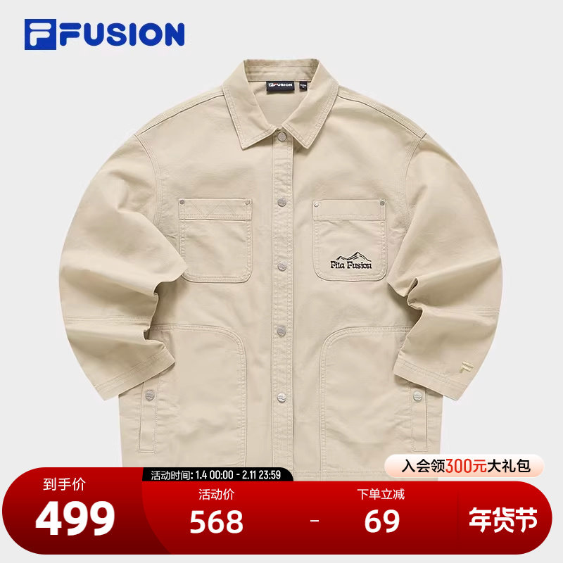 FILA FUSION斐乐潮牌梭织外套女2024春季新款复古中长款宽松上衣,运动服/休闲服装,运动茄克/外套,淘宝优惠券,粉丝福利购,淘宝优惠卷