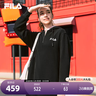 FILA 斐乐官方连衣裙2025年秋季新品长款连帽打底卫衣长裙子