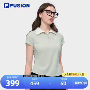 FUSION斐乐潮牌女子针织短袖 2025夏新款 FILA POLO衫 上衣 时尚 修身