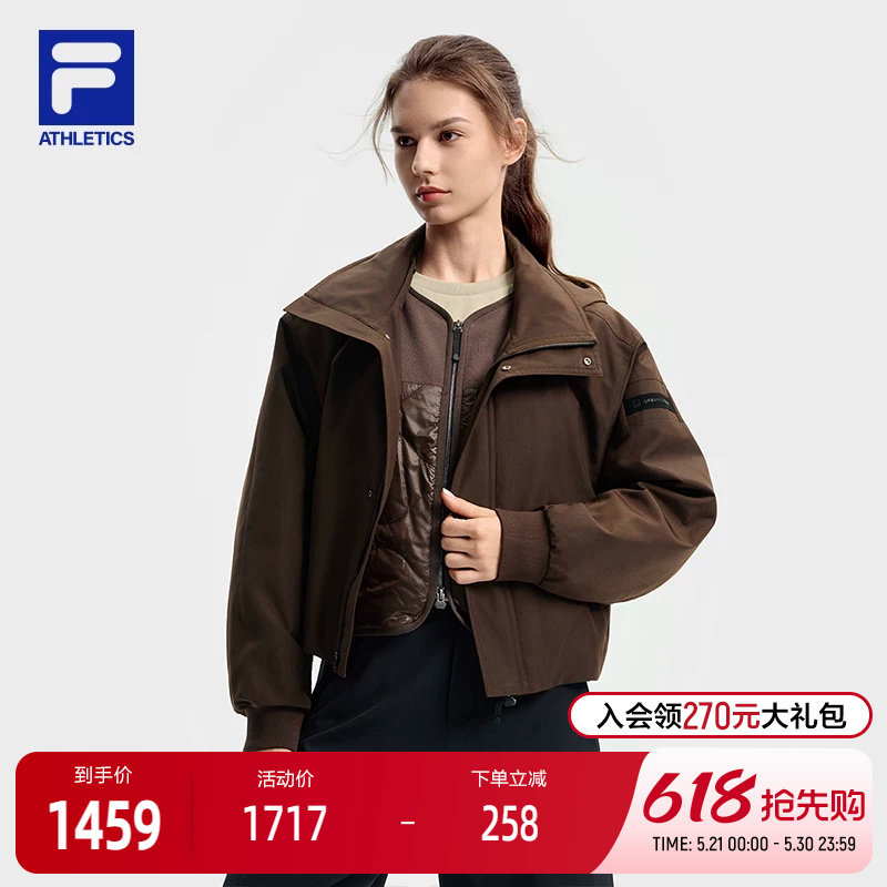 FILA 斐乐官方女士棉服两件套2025冬季新款户外运动宽松连帽