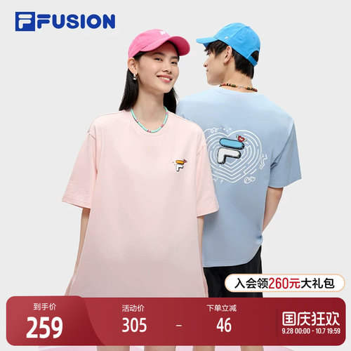 FILAFUSION斐乐情侣宽松短袖T