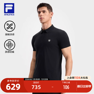 新款 FILA 2025秋季 斐乐官方男子针织短袖 健身运动凉感上衣 POLO衫