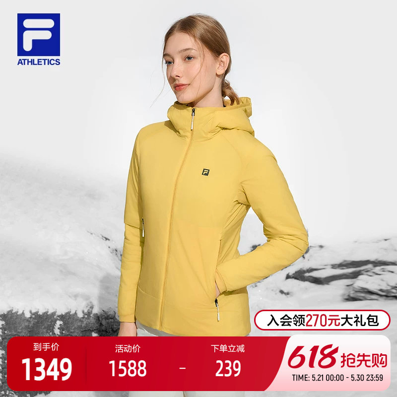 FILA 斐乐官方女士棉服2024冬新款户外运动简约基础连帽保暖外套