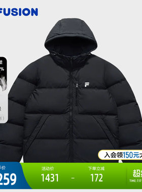 FILA FUSION斐乐潮牌情侣款羽绒服2025冬季新款休闲保暖连帽外套