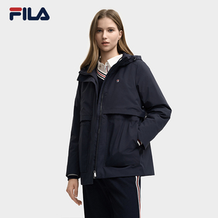 FILA 斐乐官方女士棉服2025冬季新款时尚休闲舒适连帽中长款外套
