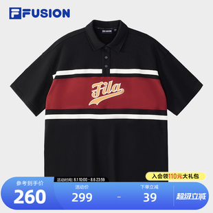 纯棉拼色上衣 FILA FUSION斐乐潮牌男子针织短袖 POLO衫 2024秋新款