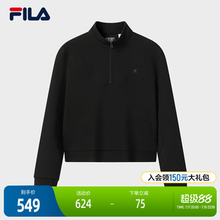 FILA 斐乐官方女子套头卫衣2025冬新款简约休闲舒适针织长袖上衣