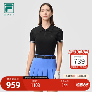 短袖 新款 高尔夫运动修身 POLO衫 斐乐官方女子编织衫 FILA 2025夏季