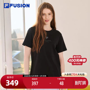 FUSION斐乐潮牌女士针织短袖 时尚 衫 新款 休闲纯棉T恤 2025夏季 FILA