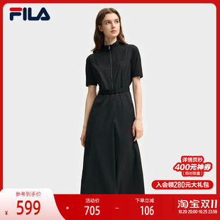 FILA 斐乐官方女子梭织连衣裙2025秋季新款时尚休闲拼接舒适裙子