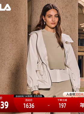 FILA Emerald斐乐女士梭织外套2025春季新款时尚休闲连帽收腰上衣