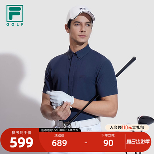 高尔夫运动宽松上衣 FILA 斐乐官方男子梭织短袖 POLO衫 2024夏新款