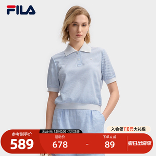 斐乐官方女子针织短袖 2025夏季 FILA POLO衫 休闲宽松上衣 新款 时尚