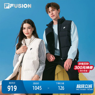 FILA FUSION斐乐潮牌情侣款羽绒马甲2025冬新款时尚休闲宽松外套