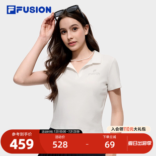 时尚 FILA 2025秋新款 FUSION斐乐潮牌女子针织短袖 休闲上衣 POLO衫
