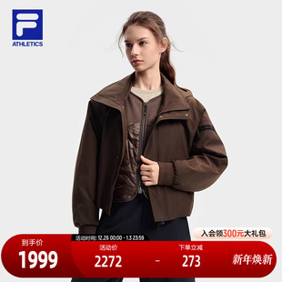 户外运动宽松连帽外套 新款 FILA 斐乐官方女士棉服两件套2025冬季