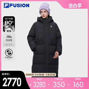 休闲连帽外套 FILA 羽绒服女2023冬季 FUSION斐乐潮牌长款 新款 时尚