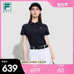 FILA POLO衫 2023夏新高尔夫运动泡泡布上衣 斐乐官方女子针织短袖