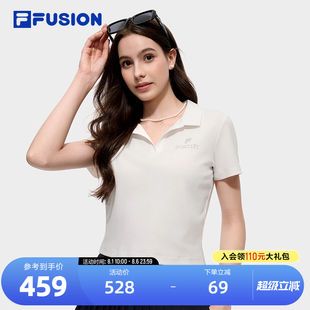 时尚 FILA 2025秋新款 FUSION斐乐潮牌女子针织短袖 休闲上衣 POLO衫