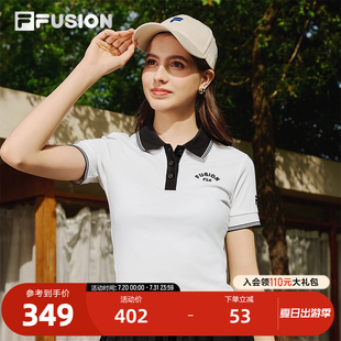 休闲短款 FILA 2025夏新款 FUSION斐乐潮牌女子针织短袖 上衣 POLO衫