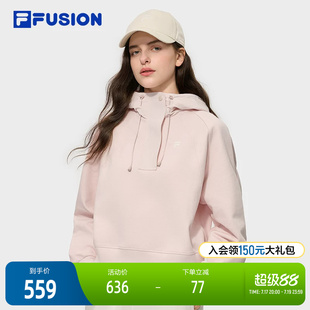 FILA FUSION斐乐潮牌女子连帽卫衣2025冬季新款休闲宽松针织上衣