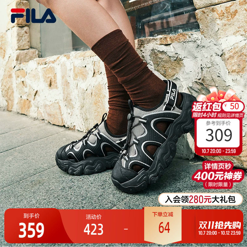 FILA 斐乐官方女鞋FLUID 5 SANDAL复古凉鞋2025夏季新款猫爪凉鞋
